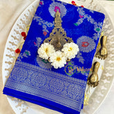 Royal Blue Semi Georgette Soft Silk Saree -VS2003